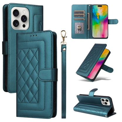 For iPhone 16 Pro Max Diamond Lattice Leather Flip Phone Case(Green) - iPhone 16 Pro Max Cases by buy2fix | Online Shopping UK | buy2fix