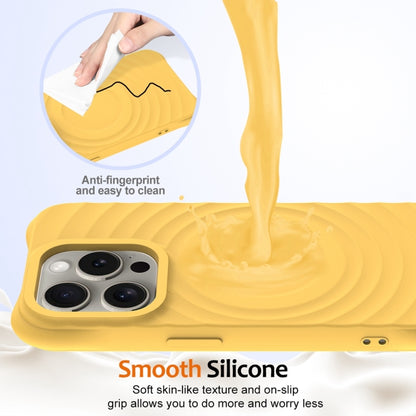 For iPhone 12 Pro Max Wave Texture MagSafe Magnetic Liquid Silicone Phone Case(Yellow) - iPhone 12 Pro Max Cases by buy2fix | Online Shopping UK | buy2fix