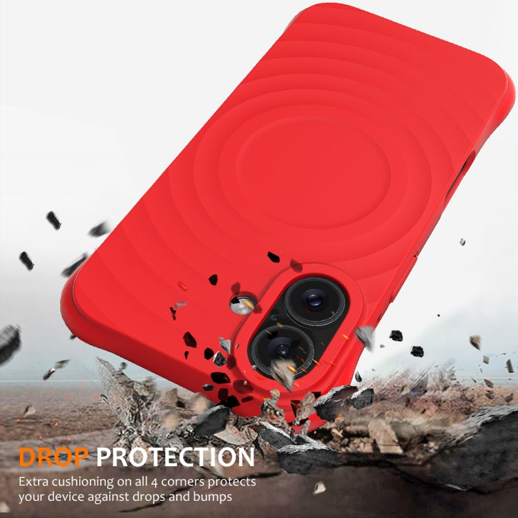 For iPhone 16 Plus Wave Texture MagSafe Magnetic Liquid Silicone Phone Case(Red) - iPhone 16 Plus Cases by buy2fix | Online Shopping UK | buy2fix