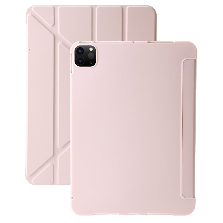 For iPad Pro 13 2024 TPU Deformation Flip Leather Tablet Case with Holder(Light Pink) - iPad Pro 13 2024 Cases by buy2fix | Online Shopping UK | buy2fix