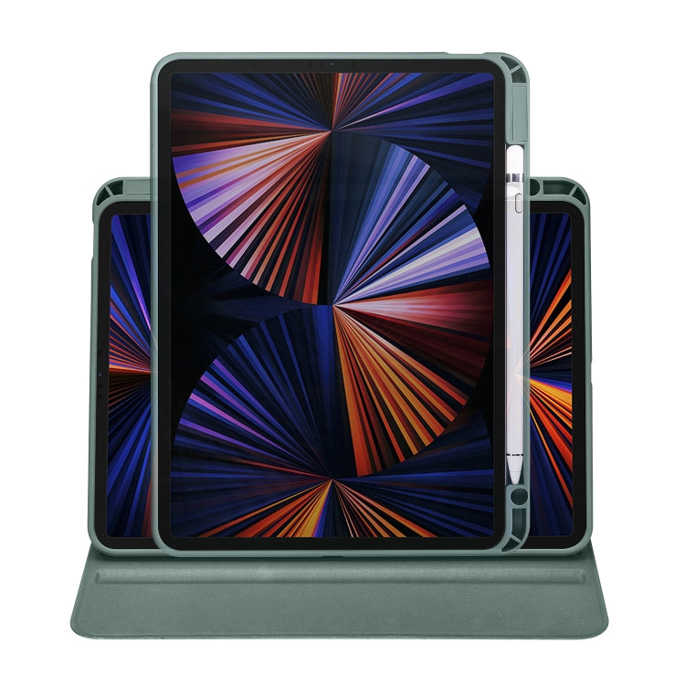 For iPad Air 11 2024 Acrylic 360 Degree Rotation Holder Leather Tablet Case(Pine Green) - iPad Air 11 2024 Cases by buy2fix | Online Shopping UK | buy2fix