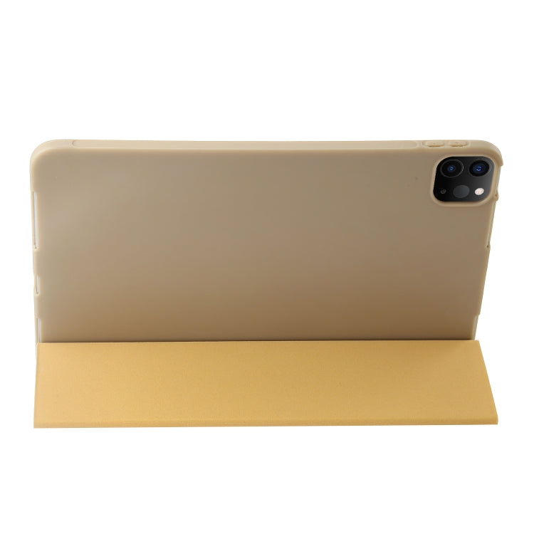 For iPad Pro 13 2024 Three-fold Holder Flip Tablet Leather Case(Gold) - iPad Pro 13 2024 Cases by buy2fix | Online Shopping UK | buy2fix