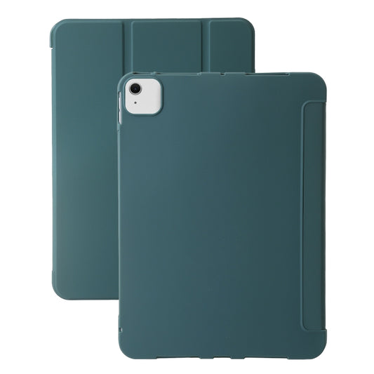 For iPad Air 13 2024 Three-fold Holder Flip Tablet Leather Case(Dark Green) - iPad Air 13 2024 Cases by buy2fix | Online Shopping UK | buy2fix