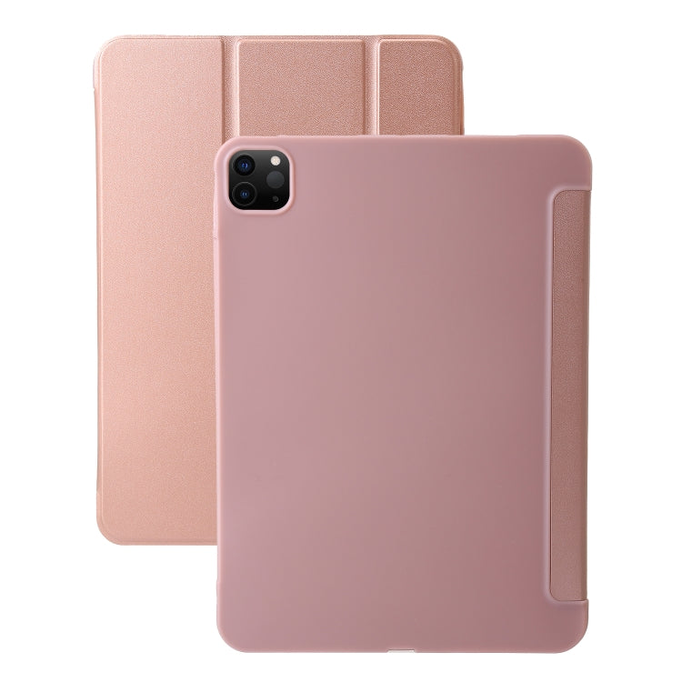 For iPad Pro 11 2024 Three-fold Holder Flip Tablet Leather Case(Rose Gold) - iPad Pro 11 2024 Cases by buy2fix | Online Shopping UK | buy2fix