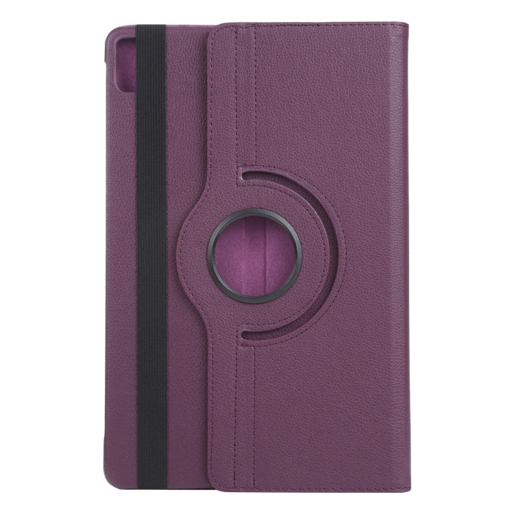 For iPad Pro 13 2024 360 Degree Rotation Litchi Texture Leather Tablet Case with Holder(Purple) - iPad Pro 13 2024 Cases by buy2fix | Online Shopping UK | buy2fix