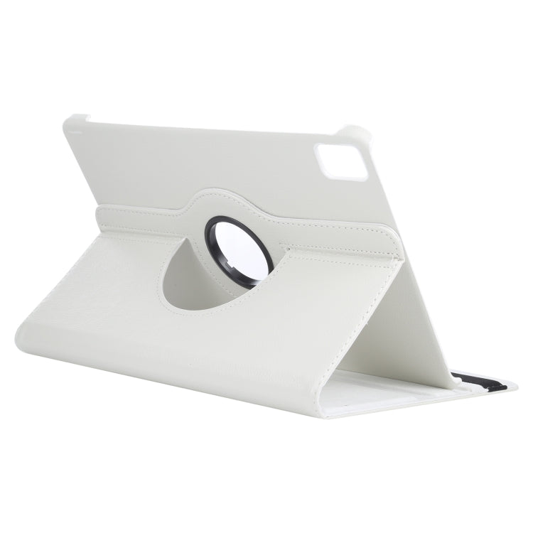 For iPad Air 13 2024 360 Degree Rotation Litchi Texture Leather Tablet Case with Holder(White) - iPad Air 13 2024 Cases by buy2fix | Online Shopping UK | buy2fix