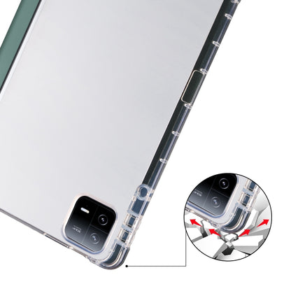 For iPad Air 11 2024 3-fold Clear TPU Smart Leather Tablet Case with Pen Slot(Dark Green) - iPad Air 11 2024 Cases by buy2fix | Online Shopping UK | buy2fix