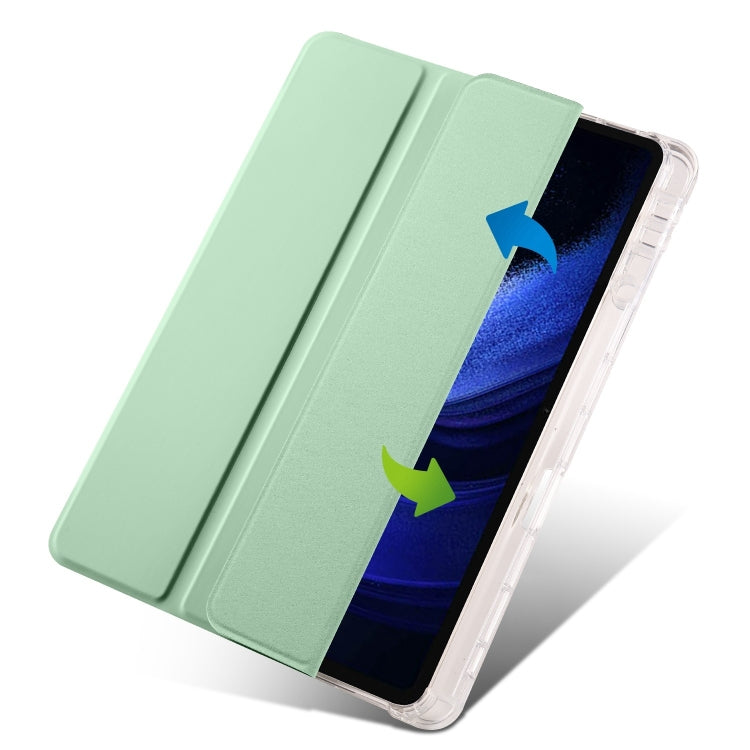 For iPad Air 11 2024 3-fold Clear TPU Smart Leather Tablet Case with Pen Slot(Green) - iPad Air 11 2024 Cases by buy2fix | Online Shopping UK | buy2fix