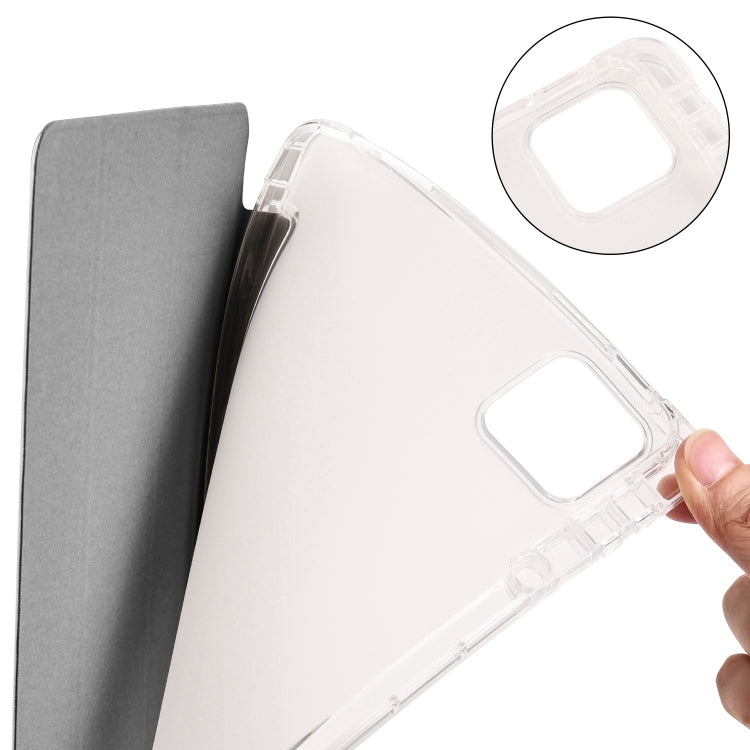 For iPad Air 13 2024 3-fold Clear TPU Smart Leather Tablet Case with Pen Slot(Space Gray) - iPad Air 13 2024 Cases by buy2fix | Online Shopping UK | buy2fix