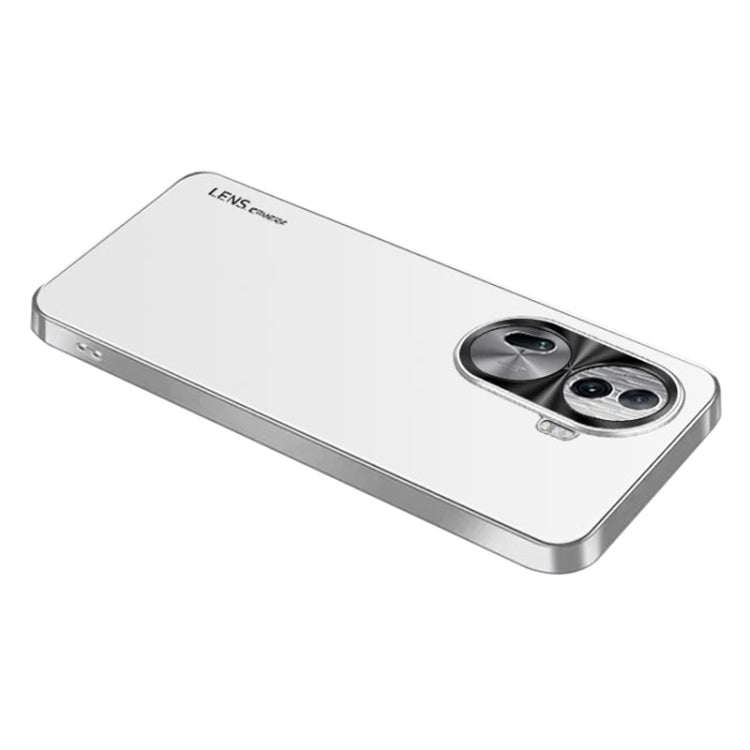 For OPPO Reno11 Pro Global AG Frosted Electroplating Acrylic Phone Case(Silver White) - Reno11 Pro Cases by buy2fix | Online Shopping UK | buy2fix