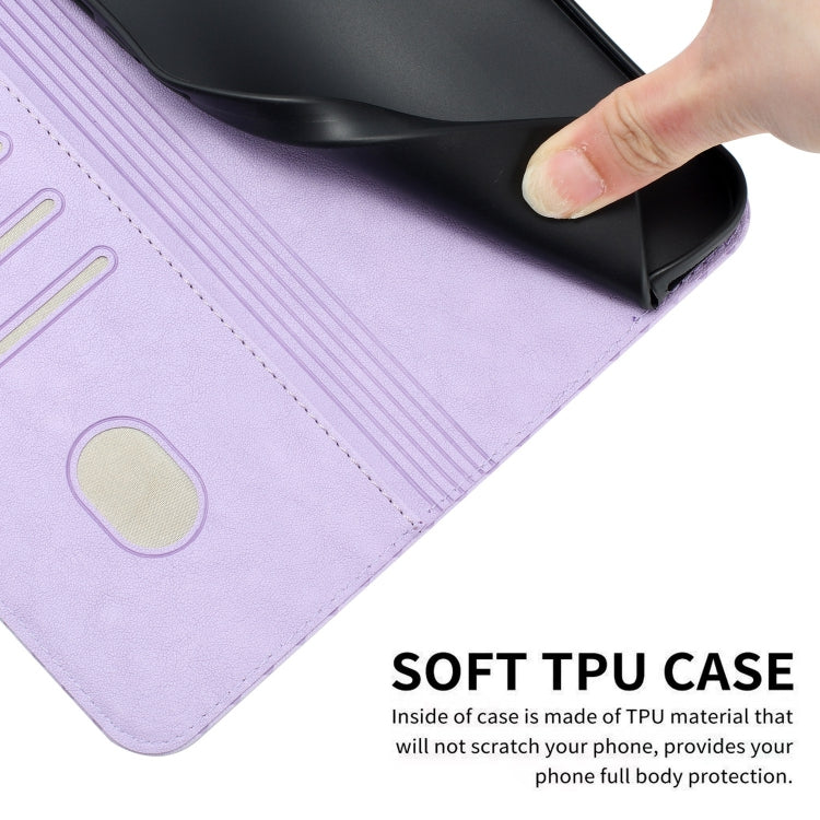 For Samsung Galaxy S22 Ultra 5G Woven Embossed RFID Blocking Leather Phone Case(Purple) - Galaxy S22 Ultra 5G Cases by buy2fix | Online Shopping UK | buy2fix