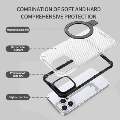 For iPhone 16 Pro Grating Holder Shockproof Phone Case(Transparent Black) - iPhone 16 Pro Cases by buy2fix | Online Shopping UK | buy2fix