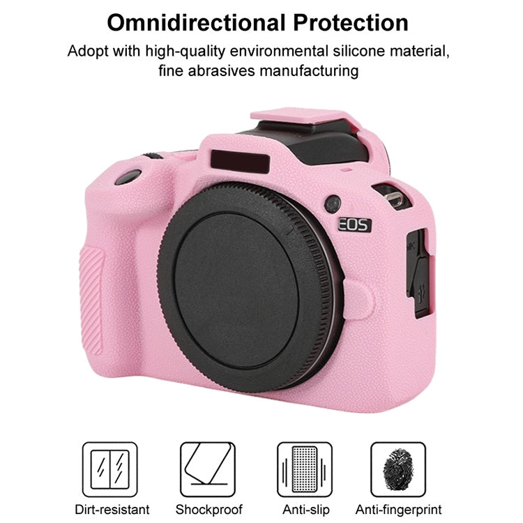 For Canon EOS R100 Litchi Texture Soft Silicone Protective Case(Pink) - Protective Case by buy2fix | Online Shopping UK | buy2fix