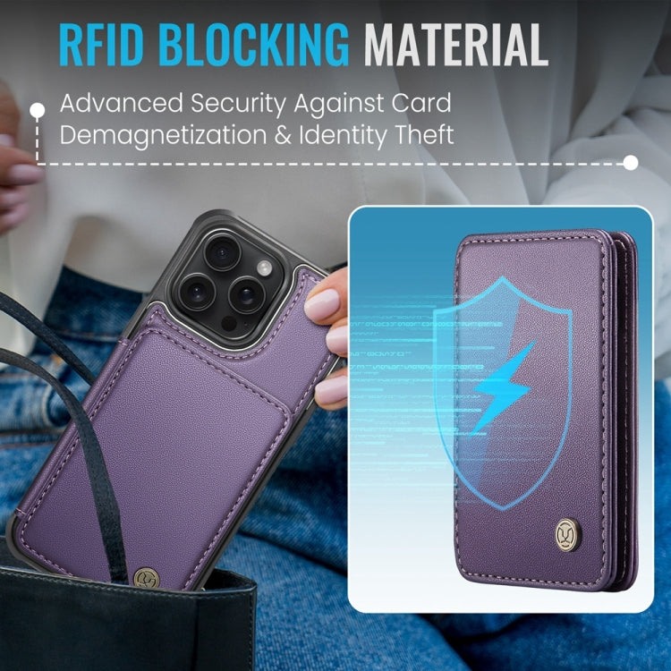 For iPhone 15 Pro Max JEEHOOD J05 Business Magnetic Style RFID Leather Phone Case(Purple) - iPhone 15 Pro Max Cases by JEEHOOD | Online Shopping UK | buy2fix