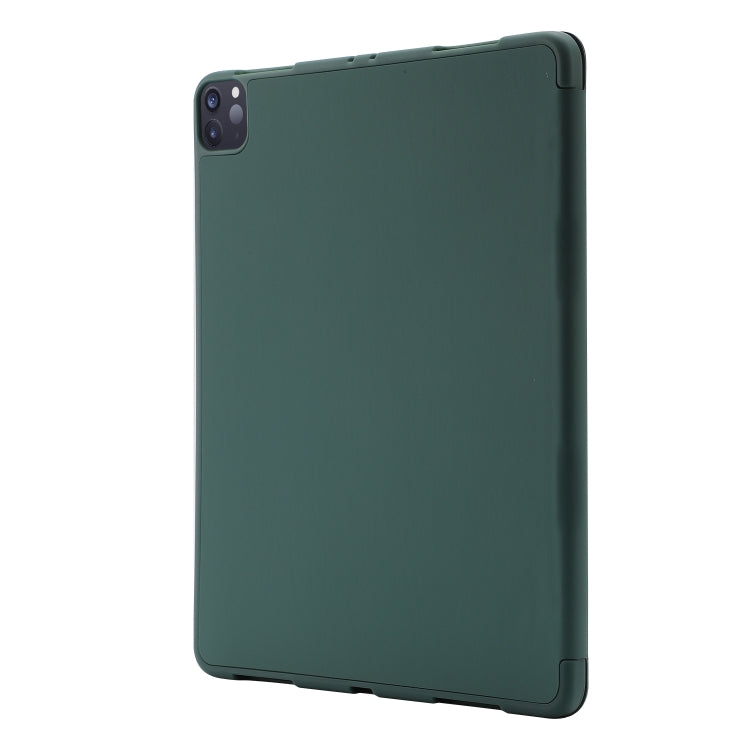 For iPad Pro 11 2024 Skin Feel Tri-fold Leather Tablet Case with Pen Slot(Dark Green) - iPad Pro 11 2024 Cases by buy2fix | Online Shopping UK | buy2fix