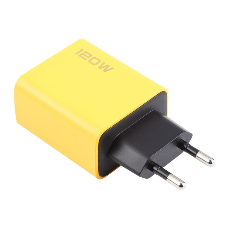 KO-71 120W Dual PD Type-C + Dual QC3.0 USB Multi Ports Charger, Plug:EU Plug(Yellow) - USB Charger by buy2fix | Online Shopping UK | buy2fix