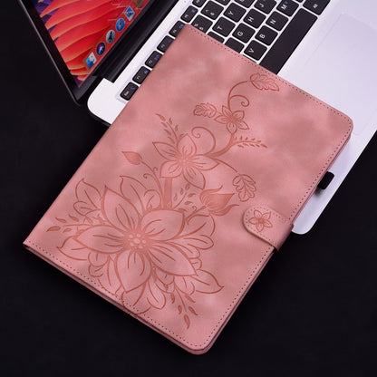 For iPad Pro 11 2024 Lily Embossed Leather Smart Tablet Case(Pink) - iPad Pro 11 2024 Cases by buy2fix | Online Shopping UK | buy2fix