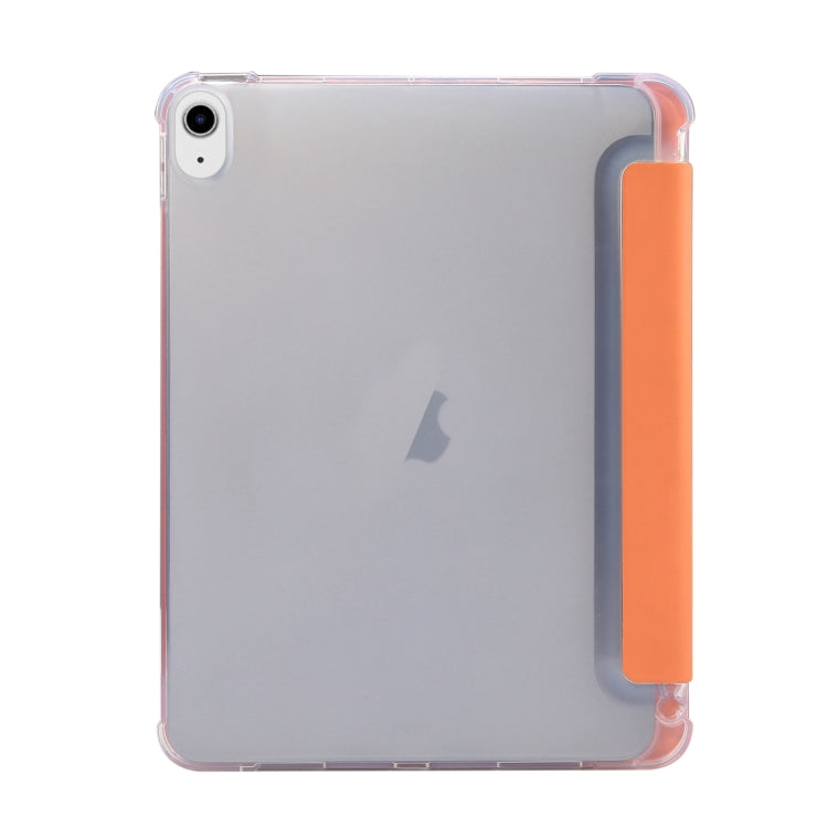 For iPad Air 11 2024 3-folding Electric Pressed Skin Texture Leather Tablet Case(Orange) - iPad Air 11 2024 Cases by buy2fix | Online Shopping UK | buy2fix