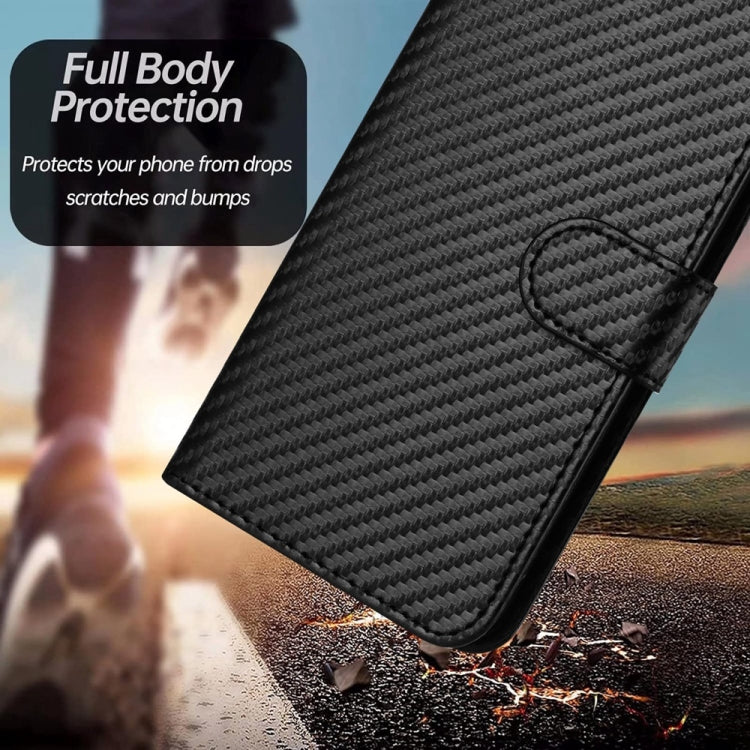 For iPhone 16 Pro YX0070 Carbon Fiber Buckle Leather Phone Case with Lanyard(Black) - iPhone 16 Pro Cases by buy2fix | Online Shopping UK | buy2fix