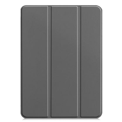 For iPad Pro 11 2024 Custer Pure Color 3-Fold Holder Smart Leather Tablet Case(Gray) - iPad Pro 11 2024 Cases by buy2fix | Online Shopping UK | buy2fix