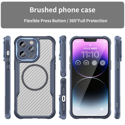 For iPhone 15 Pro Carbon Fiber Texture MagSafe Translucent Phone Case(Blue) - iPhone 15 Pro Cases by buy2fix | Online Shopping UK | buy2fix