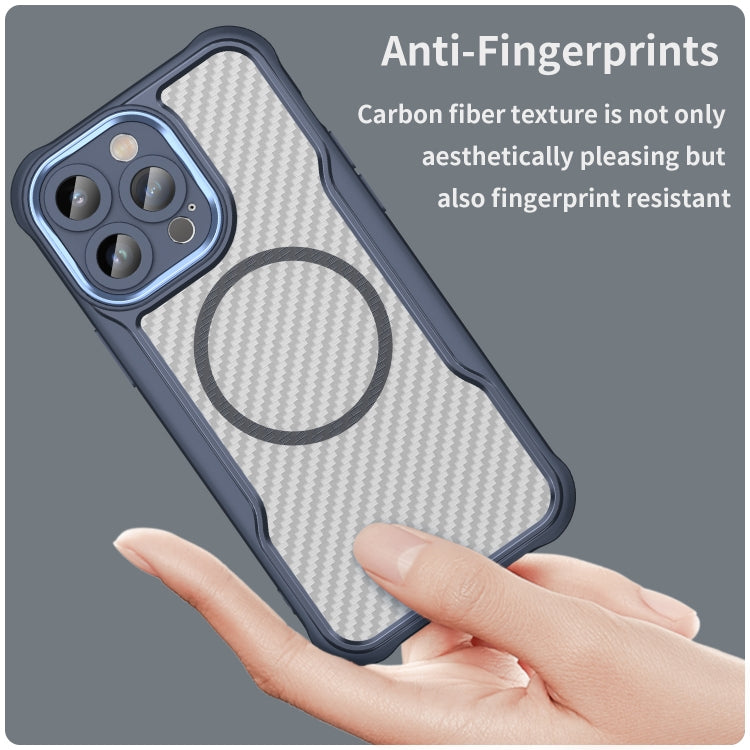 For iPhone 12 Pro Max Carbon Fiber Texture MagSafe Translucent Phone Case(Blue) - iPhone 12 Pro Max Cases by buy2fix | Online Shopping UK | buy2fix