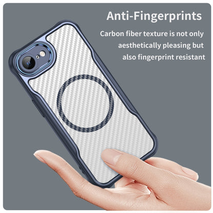 For iPhone SE 2024 Carbon Fiber Texture MagSafe Translucent Phone Case(Blue) - More iPhone Cases by buy2fix | Online Shopping UK | buy2fix