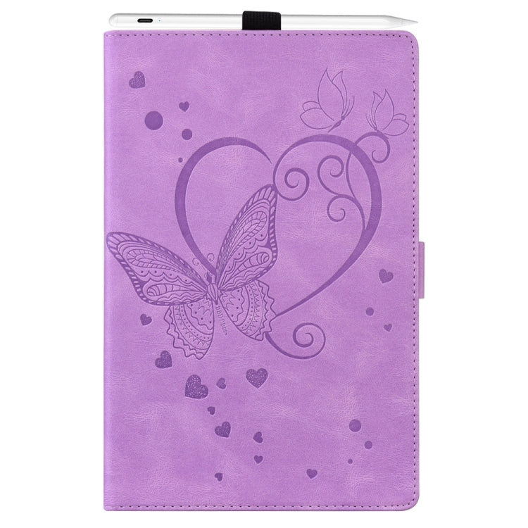 For iPad Pro 11 2024 Love Butterfly Embossed Leather Tablet Case(Purple) - iPad Pro 11 2024 Cases by buy2fix | Online Shopping UK | buy2fix