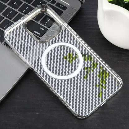 For iPhone 14 Pro 6D Plated Carbon Fiber Clear Magsafe PC Phone Case(Starlight Silver) - iPhone 14 Pro Cases by buy2fix | Online Shopping UK | buy2fix