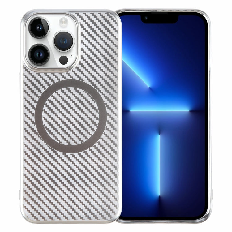 For iPhone 13 Pro 6D Plated Carbon Fiber Clear Magsafe PC Phone Case(Starlight Silver) - iPhone 13 Pro Cases by buy2fix | Online Shopping UK | buy2fix