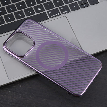 For iPhone 13 6D Plated Carbon Fiber Clear Magsafe PC Phone Case(Aurora Purple) - iPhone 13 Cases by buy2fix | Online Shopping UK | buy2fix