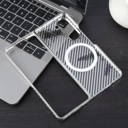 For Samsung Galaxy Z Fold5 6D Plated Carbon Fiber Clear Magsafe PC Phone Case(Starlight Silver) - Galaxy Z Fold5 Cases by buy2fix | Online Shopping UK | buy2fix