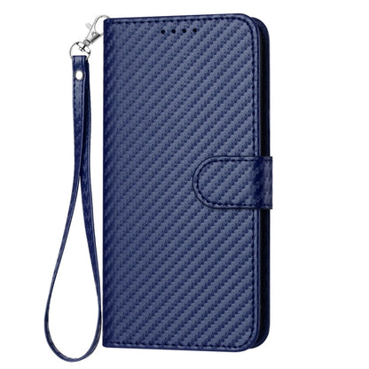 For Motorola Edge 5G 2024 YX0070 Carbon Fiber Buckle Leather Phone Case with Lanyard(Royal Blue) - Motorola Cases by buy2fix | Online Shopping UK | buy2fix