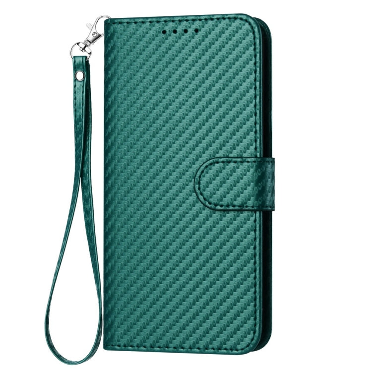 For Motorola Moto G Stylus 5G 2024 YX0070 Carbon Fiber Buckle Leather Phone Case with Lanyard(Dark Green) - Motorola Cases by buy2fix | Online Shopping UK | buy2fix