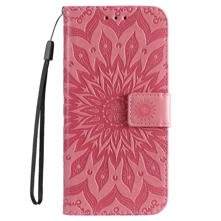 For iPhone SE 2024 Embossed Sunflower Pattern Flip Leather Phone Case(Pink) - More iPhone Cases by buy2fix | Online Shopping UK | buy2fix