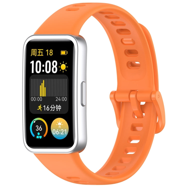 For Huawei Band 9 / 9 NFC / 8 / 8 NFC Nail Button Glossy Silicone Watch Band(Orange) - Watch Bands by buy2fix | Online Shopping UK | buy2fix