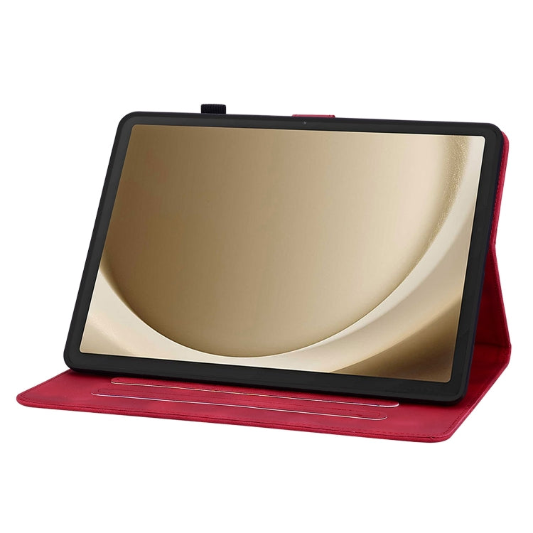 For Samsung Galaxy Tab A9+ Lily Embossed Leather Tablet Case(Red) - Galaxy Tab A9+ by buy2fix | Online Shopping UK | buy2fix