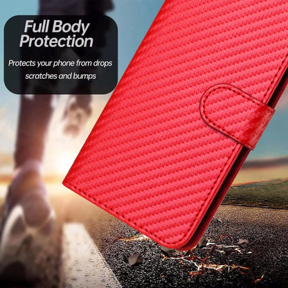 For OPPO Reno11 Pro Global YX0070 Carbon Fiber Buckle Leather Phone Case with Lanyard(Red) - Reno11 Pro Cases by buy2fix | Online Shopping UK | buy2fix