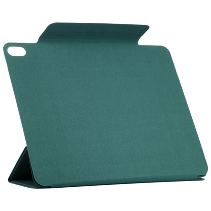 For iPad Air 11 2024 Double-sided Clip Fixed Buckle Magnetic PU Leather Smart Tablet Case(Dark Green) - iPad Air 11 2024 Cases by buy2fix | Online Shopping UK | buy2fix