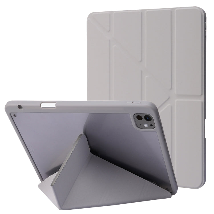 For iPad Pro 11 2024 Deformation Transparent Acrylic Leather Tablet Case(Grey) - iPad Pro 11 2024 Cases by buy2fix | Online Shopping UK | buy2fix