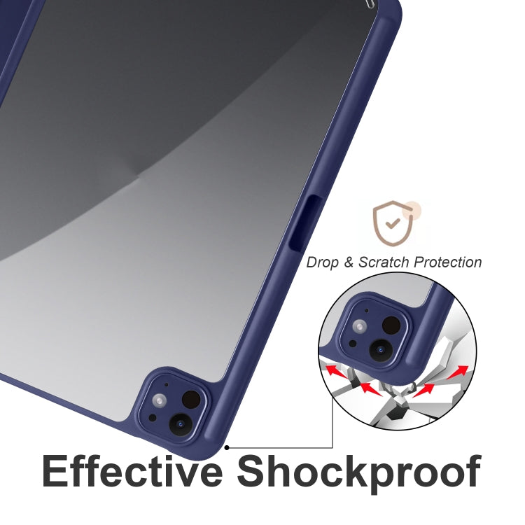 For iPad Pro 11 2024 Acrylic 3-folding Smart Leather Tablet Case(Dark Blue) - iPad Pro 11 2024 Cases by buy2fix | Online Shopping UK | buy2fix