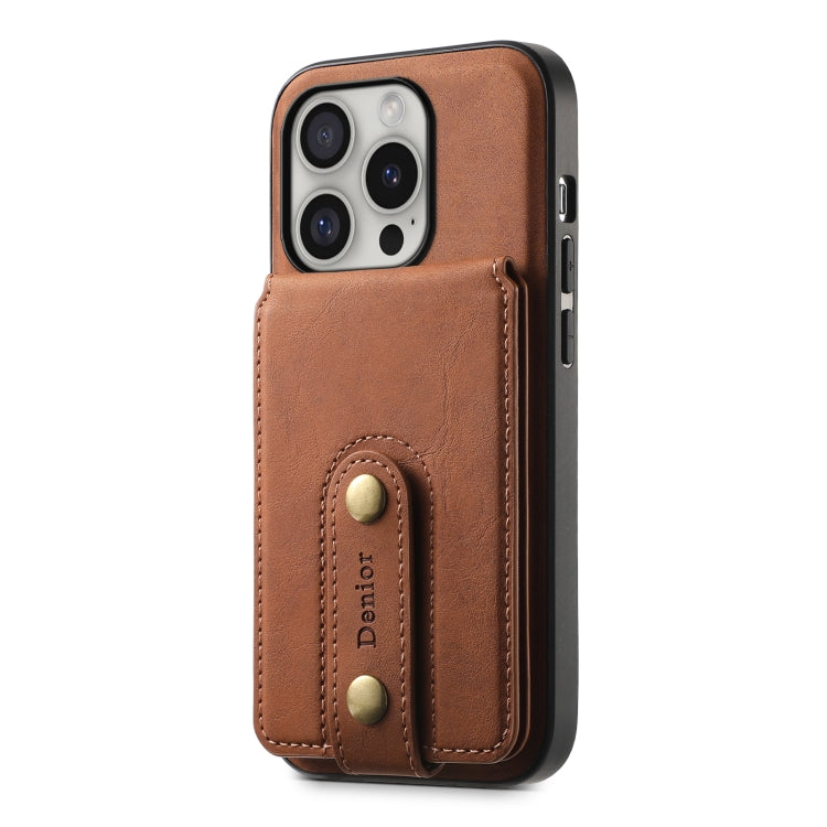 For iPhone 16 Pro Max Denior D14 NK Retro Pattern MagSafe Magnetic Card Holder Leather Phone Case(Brown) - iPhone 16 Pro Max Cases by Denior | Online Shopping UK | buy2fix