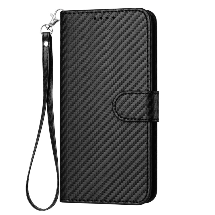 For Xiaomi Redmi K70 / K70 Pro YX0070 Carbon Fiber Buckle Leather Phone Case with Lanyard(Black) - K70 Cases by buy2fix | Online Shopping UK | buy2fix