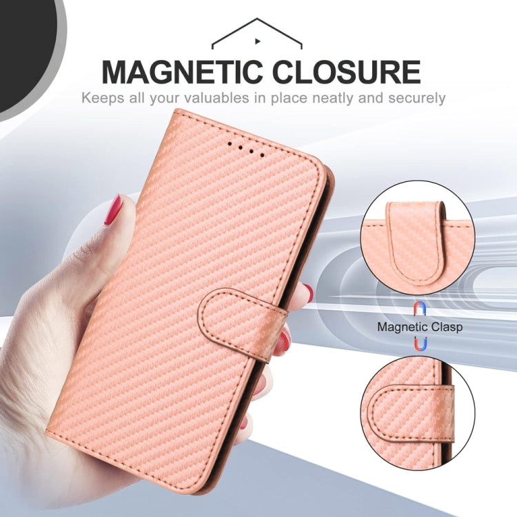 For Xiaomi Redmi K70 / K70 Pro YX0070 Carbon Fiber Buckle Leather Phone Case with Lanyard(Pink) - K70 Cases by buy2fix | Online Shopping UK | buy2fix