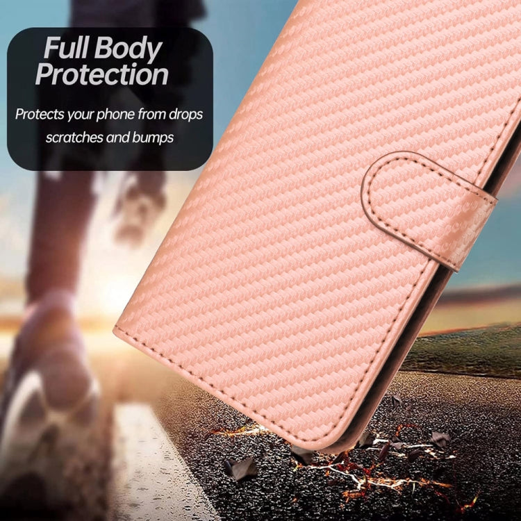 For Xiaomi Redmi K70 / K70 Pro YX0070 Carbon Fiber Buckle Leather Phone Case with Lanyard(Pink) - K70 Cases by buy2fix | Online Shopping UK | buy2fix