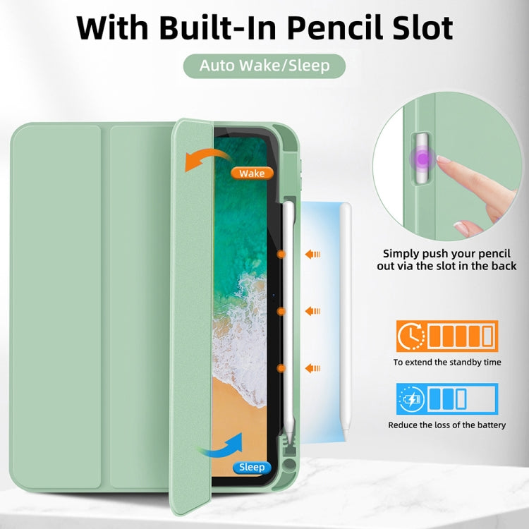 For iPad Air 11 2024 3-fold TPU Smart Leather Tablet Case with Pen Slot(Green) - iPad Air 11 2024 Cases by buy2fix | Online Shopping UK | buy2fix