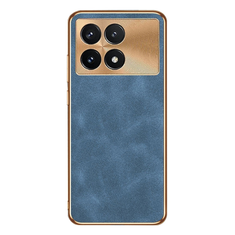 For Xiaomi Redmi K70 Pro Electroplating Lambskin Leather Phone Case(Blue) - K70 Pro Cases by buy2fix | Online Shopping UK | buy2fix