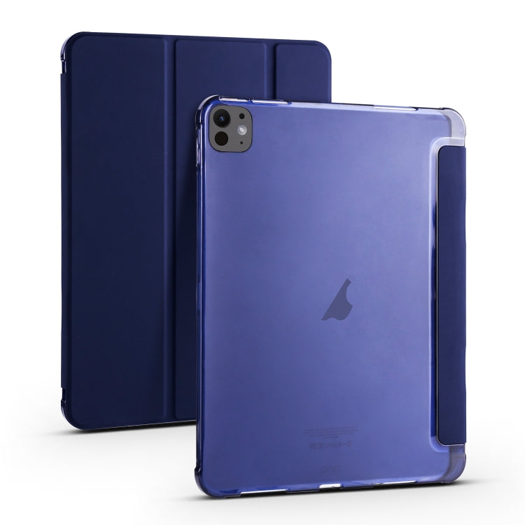 For iPad Pro 11 2024 3-fold TPU Leather Smart Tablet Case with Pen Slot(Dark Blue) - iPad Pro 11 2024 Cases by buy2fix | Online Shopping UK | buy2fix