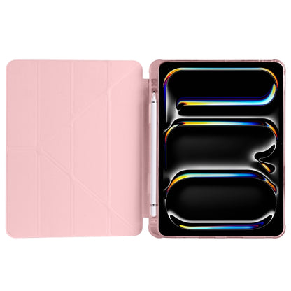 For iPad Pro 13 2024 Multi-folding TPU Leather Smart Tablet Case with Pen Slot(Pink) - iPad Pro 13 2024 Cases by buy2fix | Online Shopping UK | buy2fix