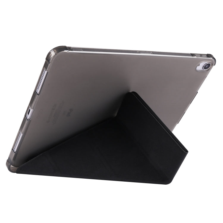 For iPad Air 11 2024 Multi-folding TPU Leather Smart Tablet Case with Pen Slot(Black) - iPad Air 11 2024 Cases by buy2fix | Online Shopping UK | buy2fix